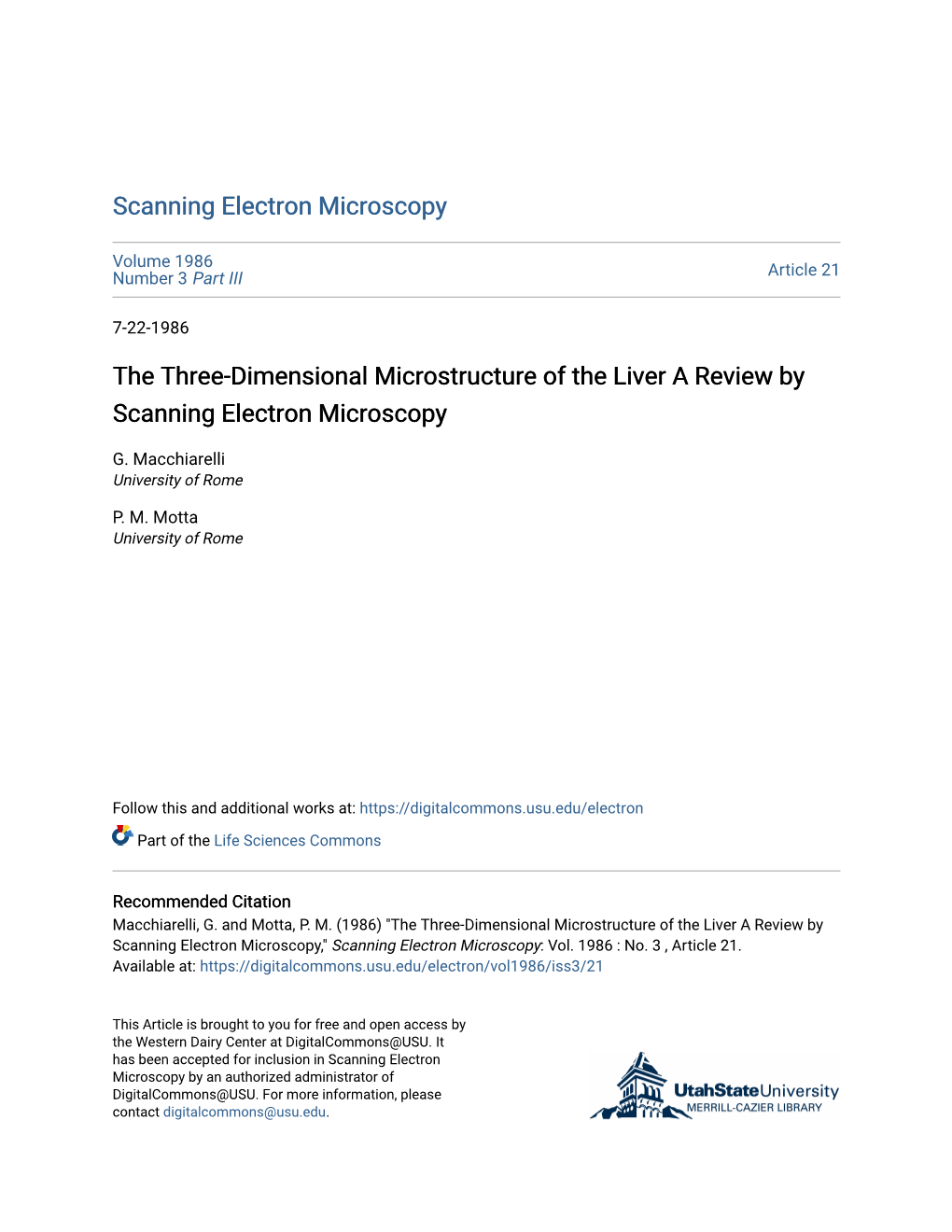 The Three-Dimensional Microstructure of the Liver a Review by Scanning Electron Microscopy