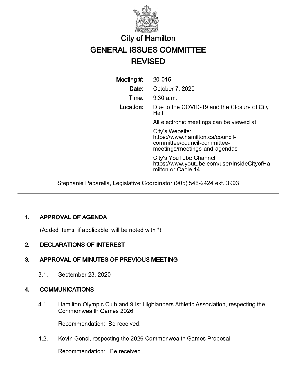 General Issues Committee Agenda Package