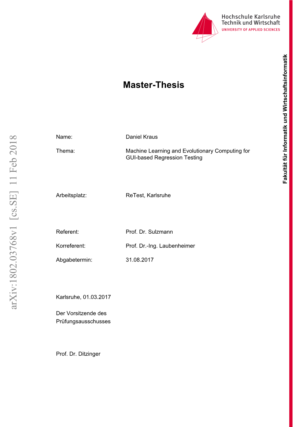 Machine Learning and Evolutionary Computing for GUI-Based Regression Testing