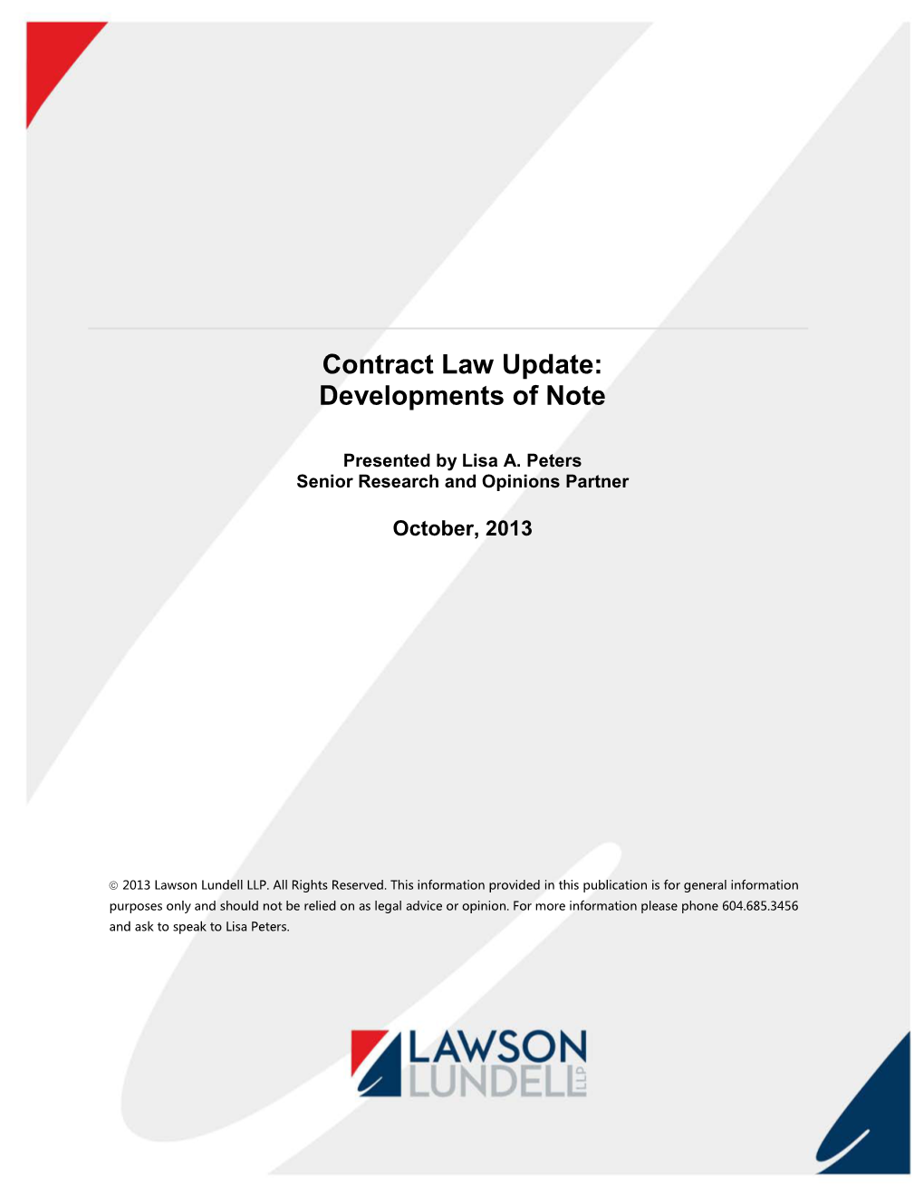 Contract Law Update: Developments of Note (2011)