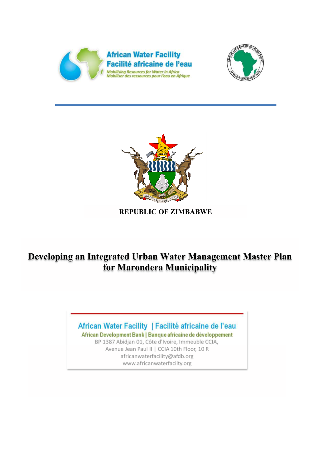 Developing an Integrated Urban Water Management Master Plan for Marondera Municipality
