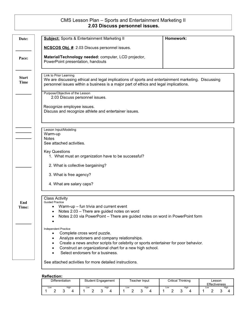 CMS Lesson Plan Sports and Entertainment Marketing s2