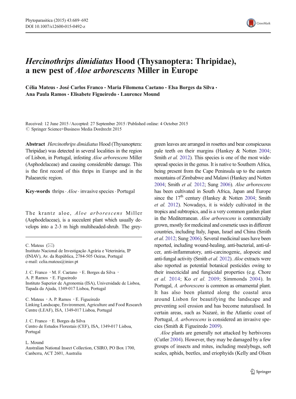 Hercinothrips Dimidiatus Hood (Thysanoptera: Thripidae), a New