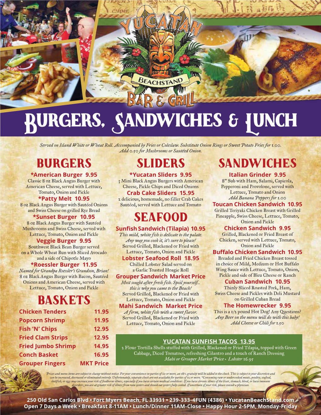 Burgers, Sandwiches & Lunch