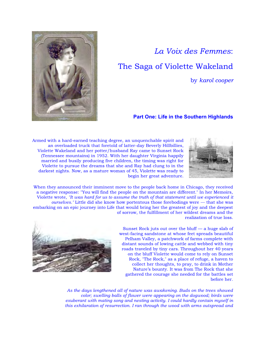 La Voix Des Femmes: the Saga of Violette Wakeland