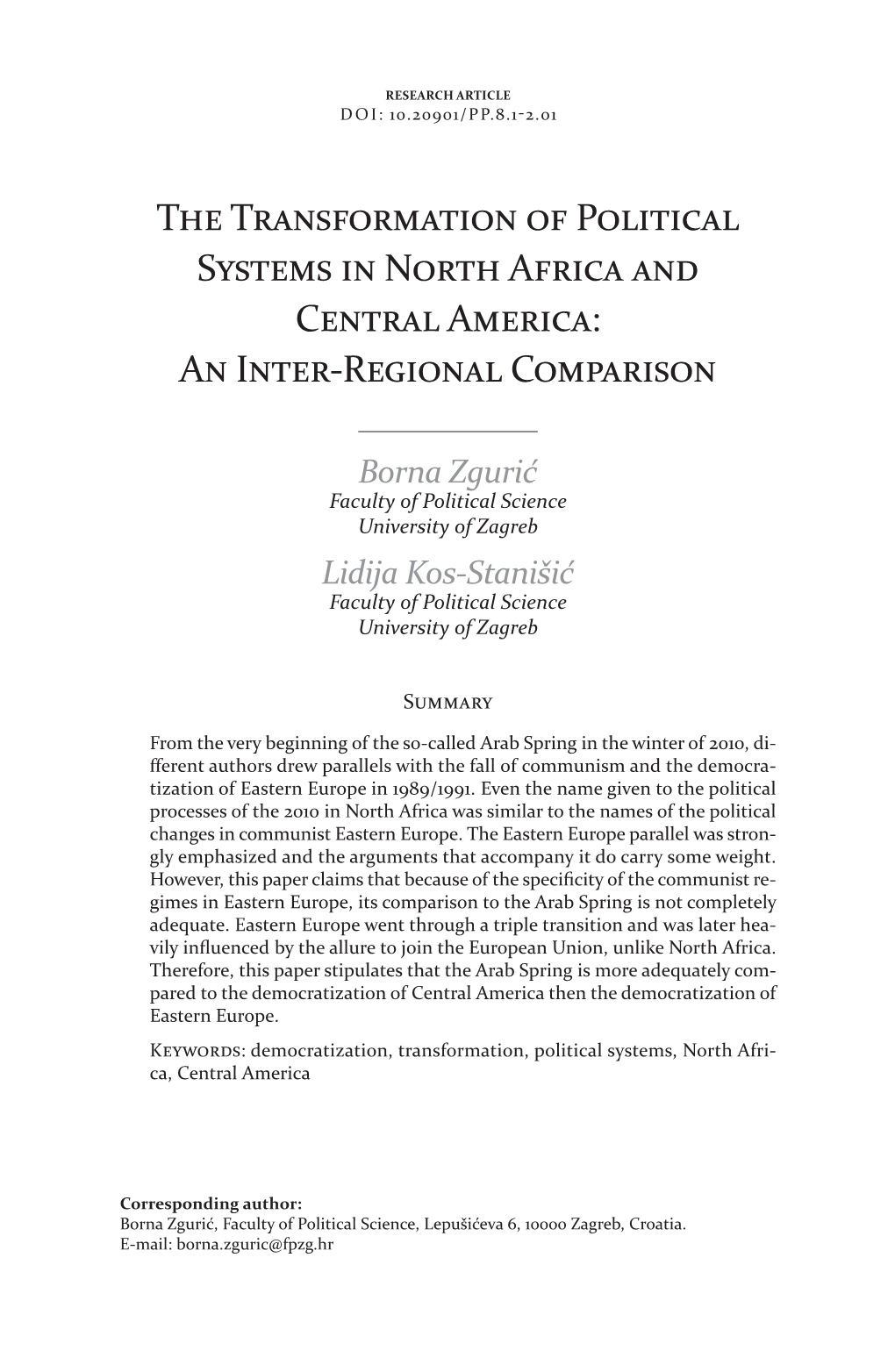 The Transformation of Political Systems in North Africa and Central America: an Inter-Regional Comparison