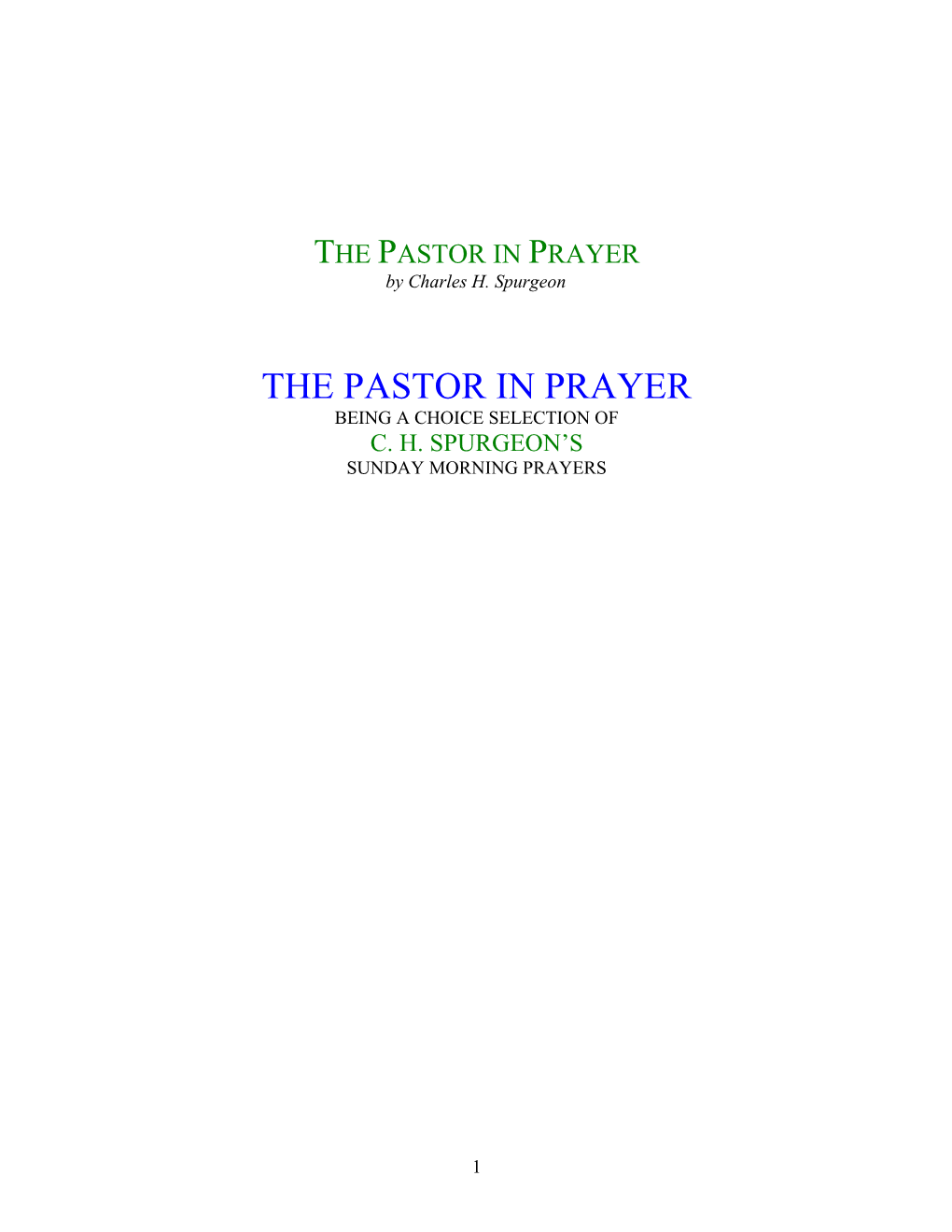 The Pastor in Prayer