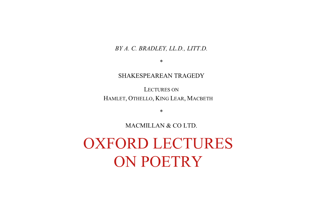 The Project Gutenberg Ebook of Oxford Lectures on Poetry by A. C