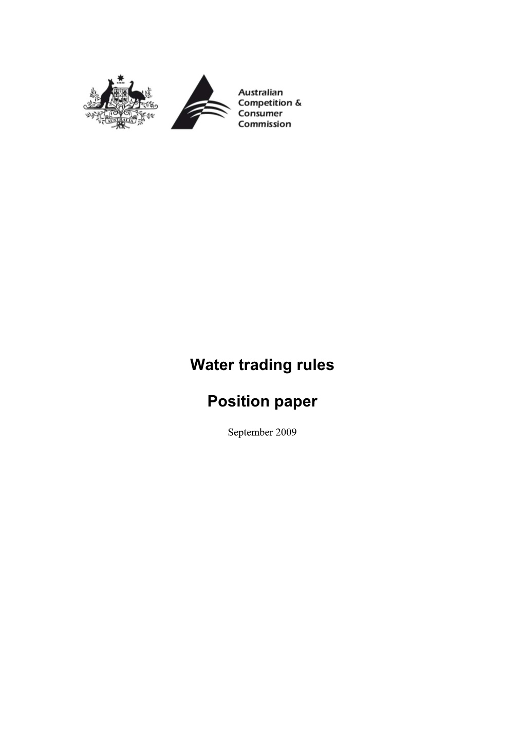 Water Trading Rules Position Paper