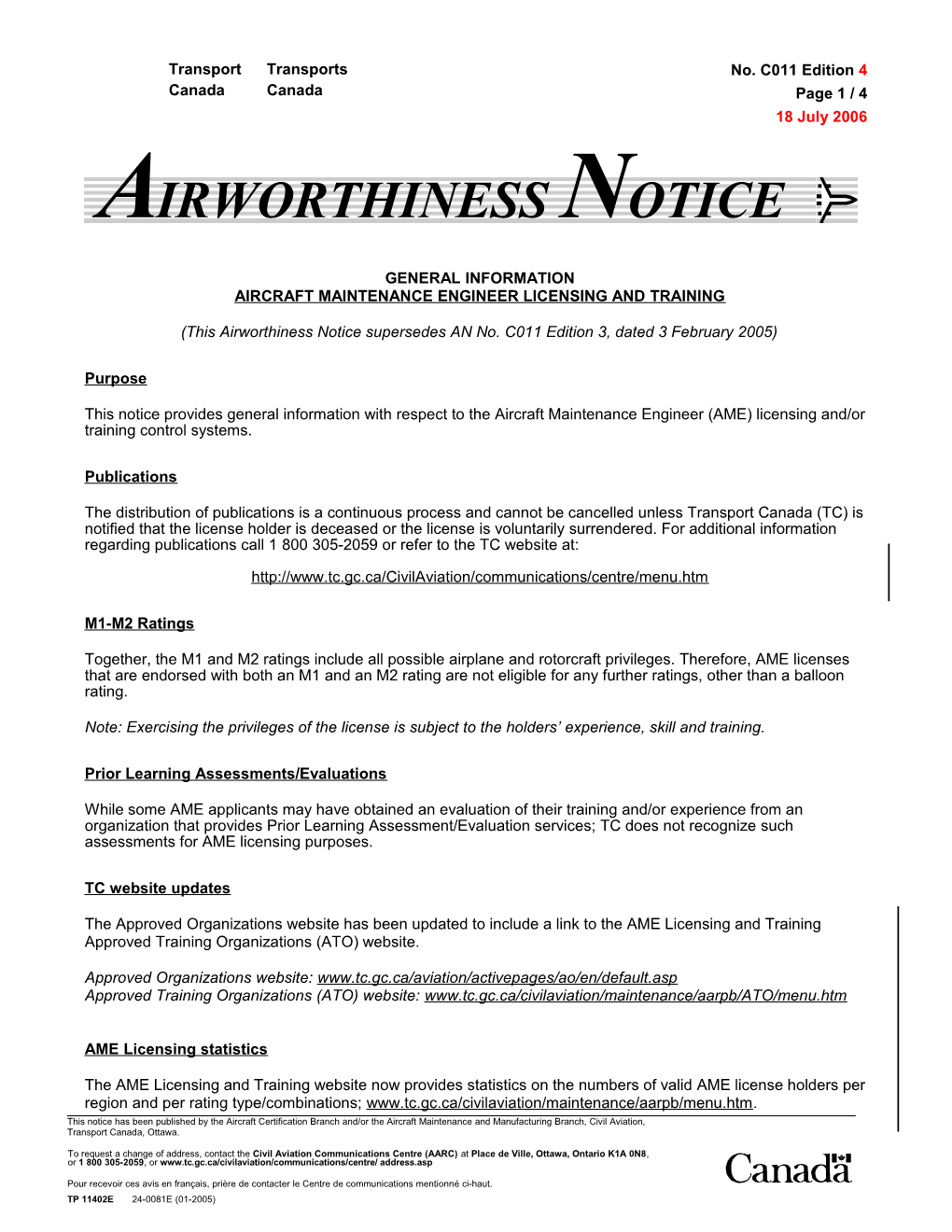 Aircraft Maintenance Engineer Licensing and Training