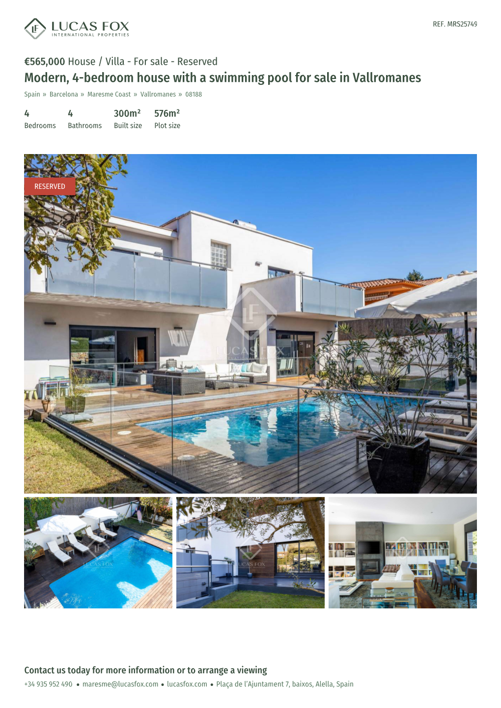 Modern, 4-Bedroom House with a Swimming Pool for Sale in Vallromanes Spain » Barcelona » Maresme Coast » Vallromanes » 08188