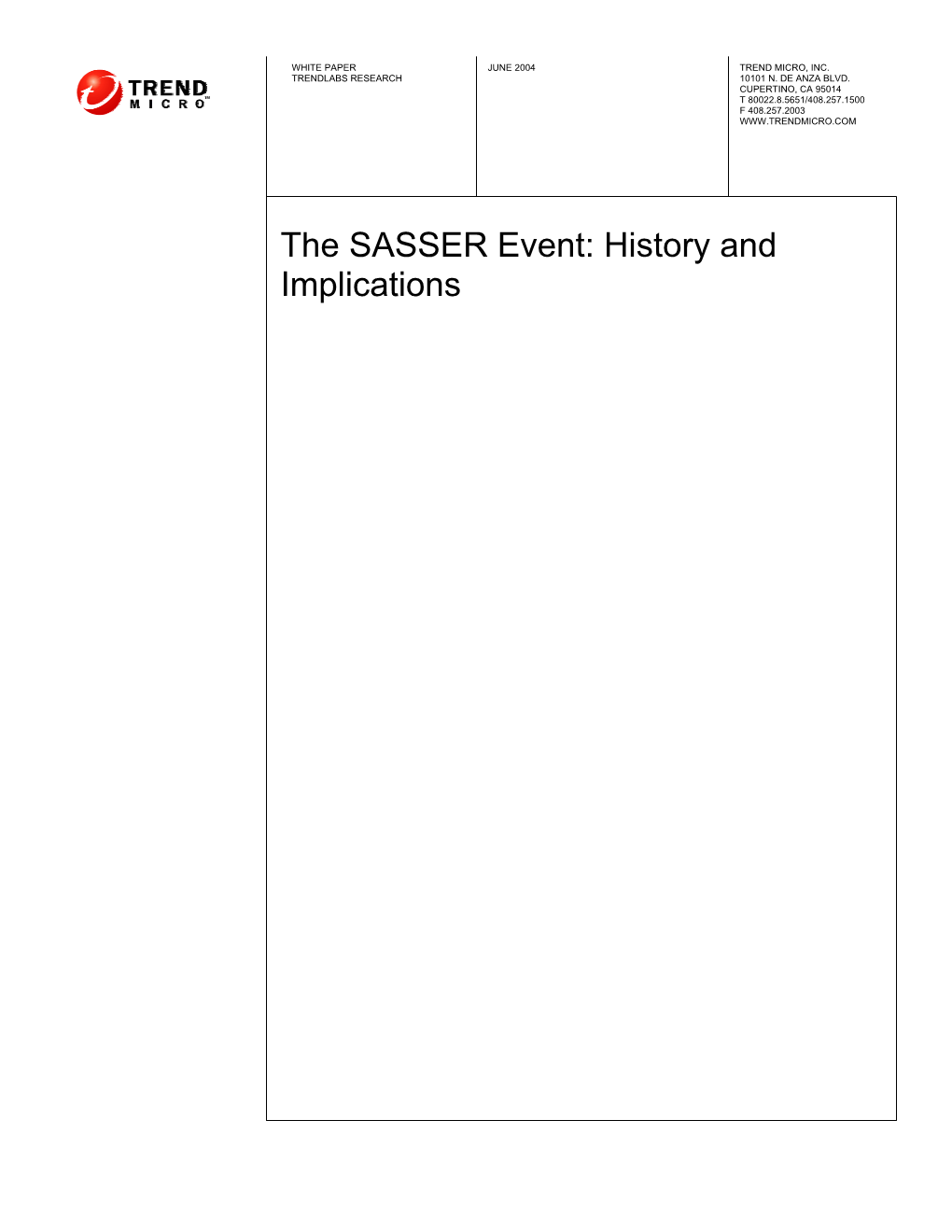 The SASSER Event: History and Implications.Pdf