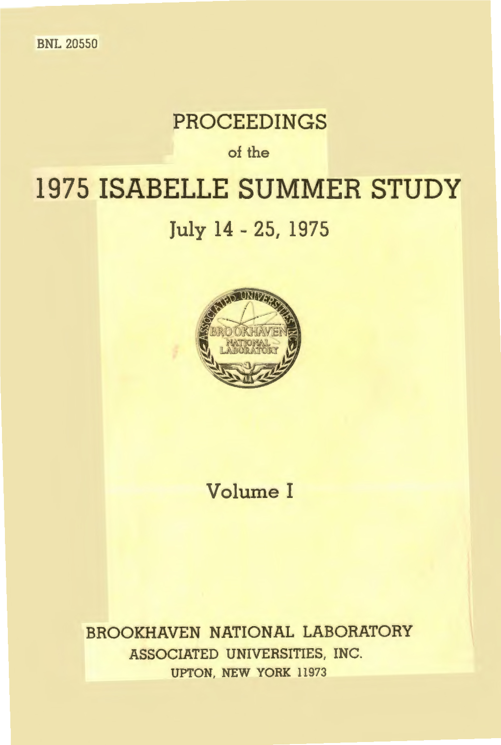 1975 ISABELLE SUMMER ·STUDY July 14 - 25, 1975