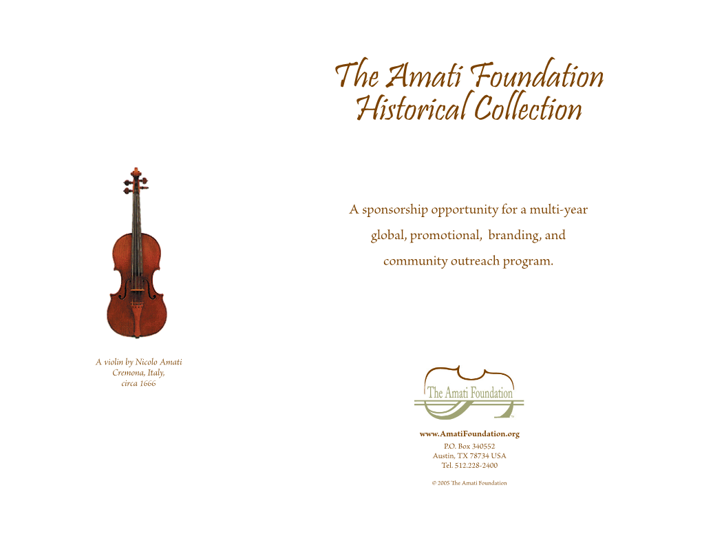 The Amati Foundation Title Sponsorship Opportunity