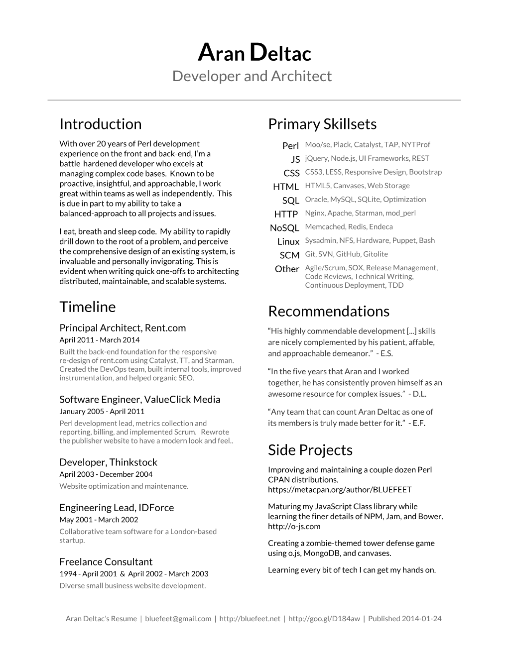 Resume | Bluefeet@Gmail.Com | | | Published 2014-01-24