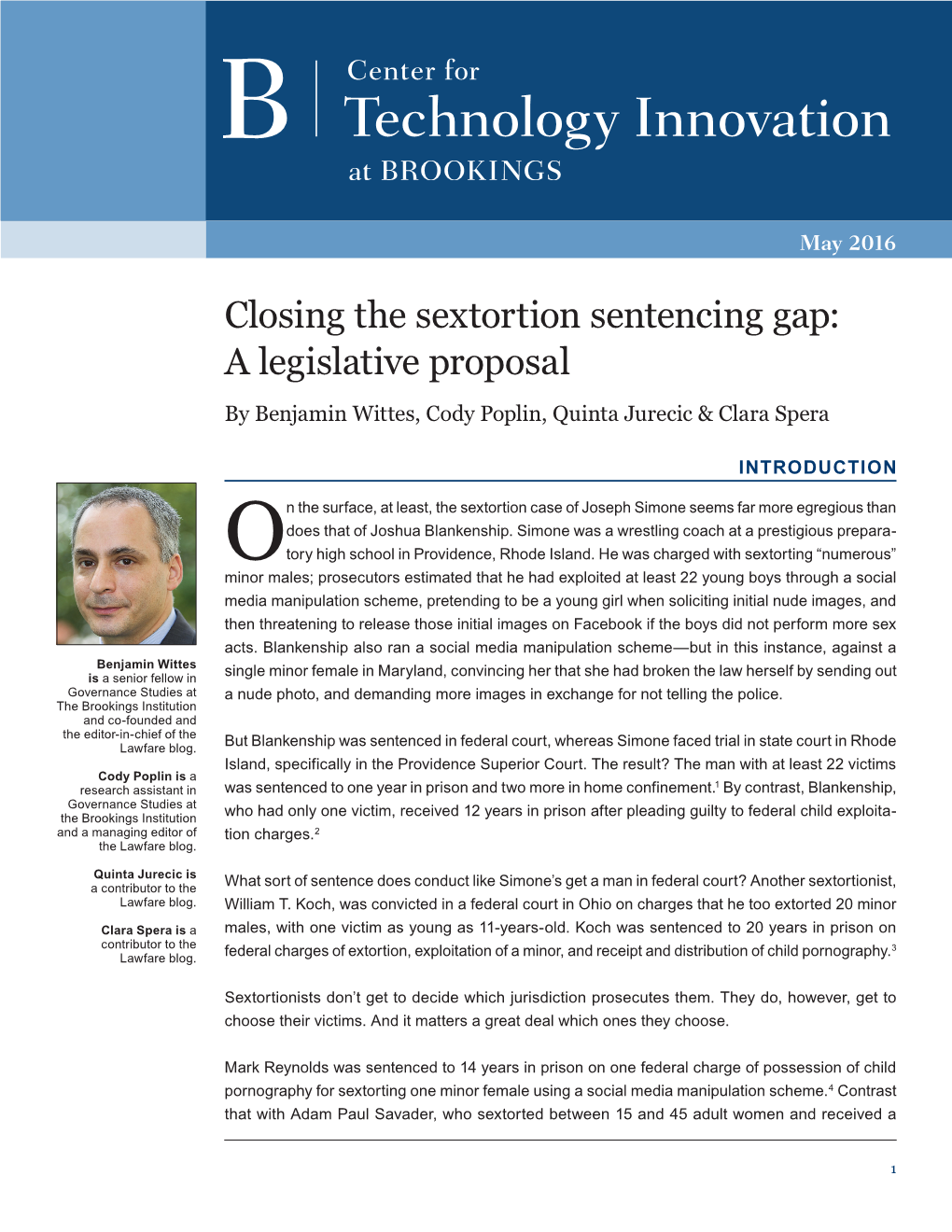 Closing the Sextortion Sentencing Gap: a Legislative Proposal by Benjamin Wittes, Cody Poplin, Quinta Jurecic & Clara Spera