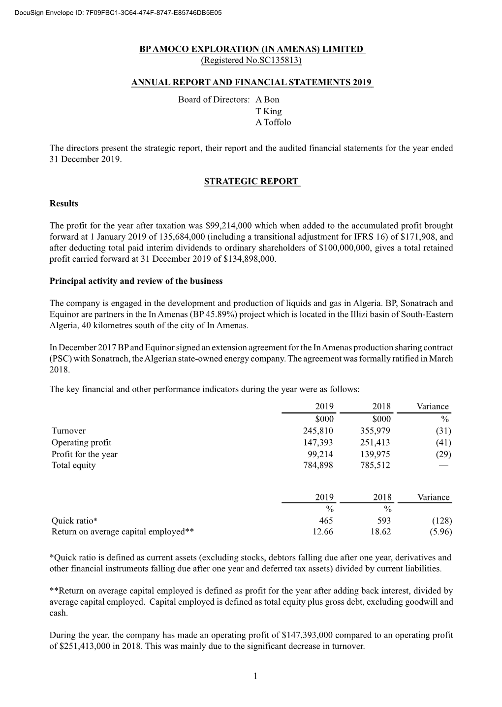 BP AMOCO EXPLORATION (IN AMENAS) LIMITED (Registered No.SC135813)