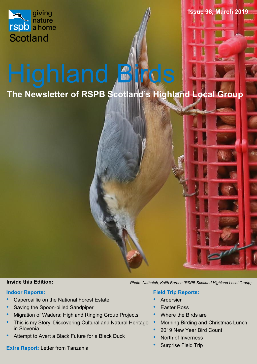 Highland Birds the Newsletter of RSPB Scotland’S Highland Local Group