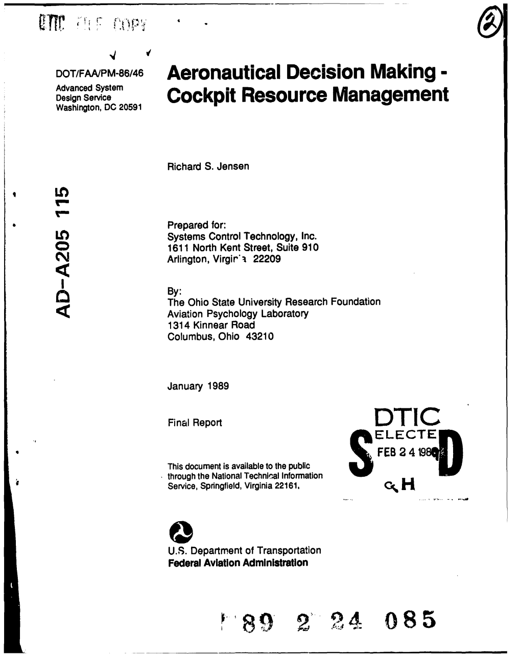 Aeronautical Decision Making • Advanced System Design Service Cockpit Resource Management Washington, DC 20591