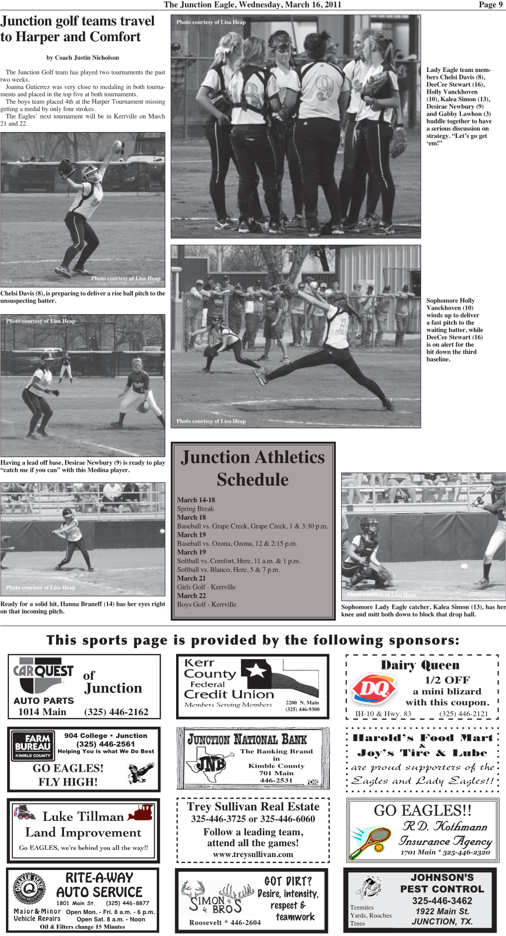 Junction Athletics Schedule