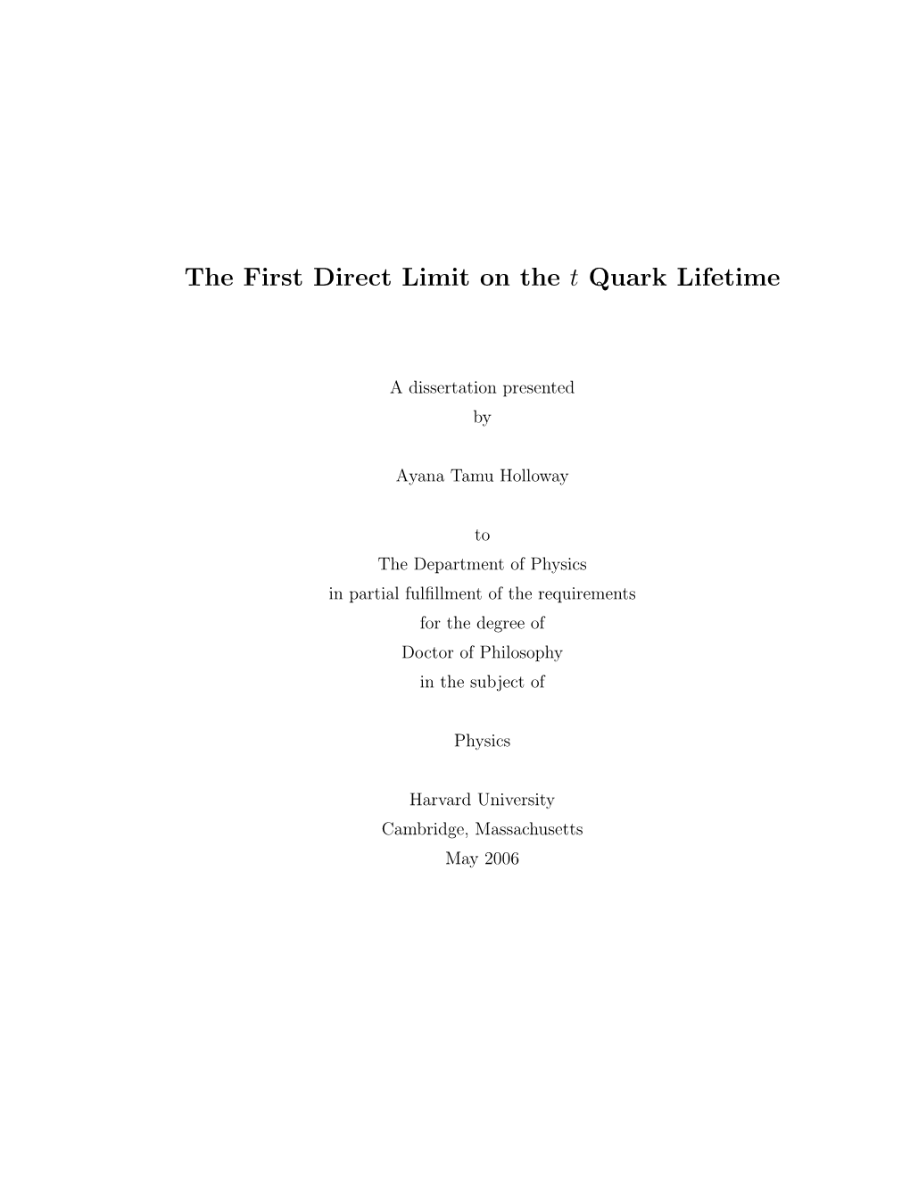 The First Direct Limit on the T Quark Lifetime