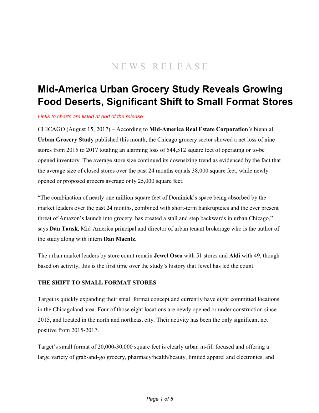 Urban Grocery Study Reveals Growing Food Deserts, Significant Shift to Small Format Stores