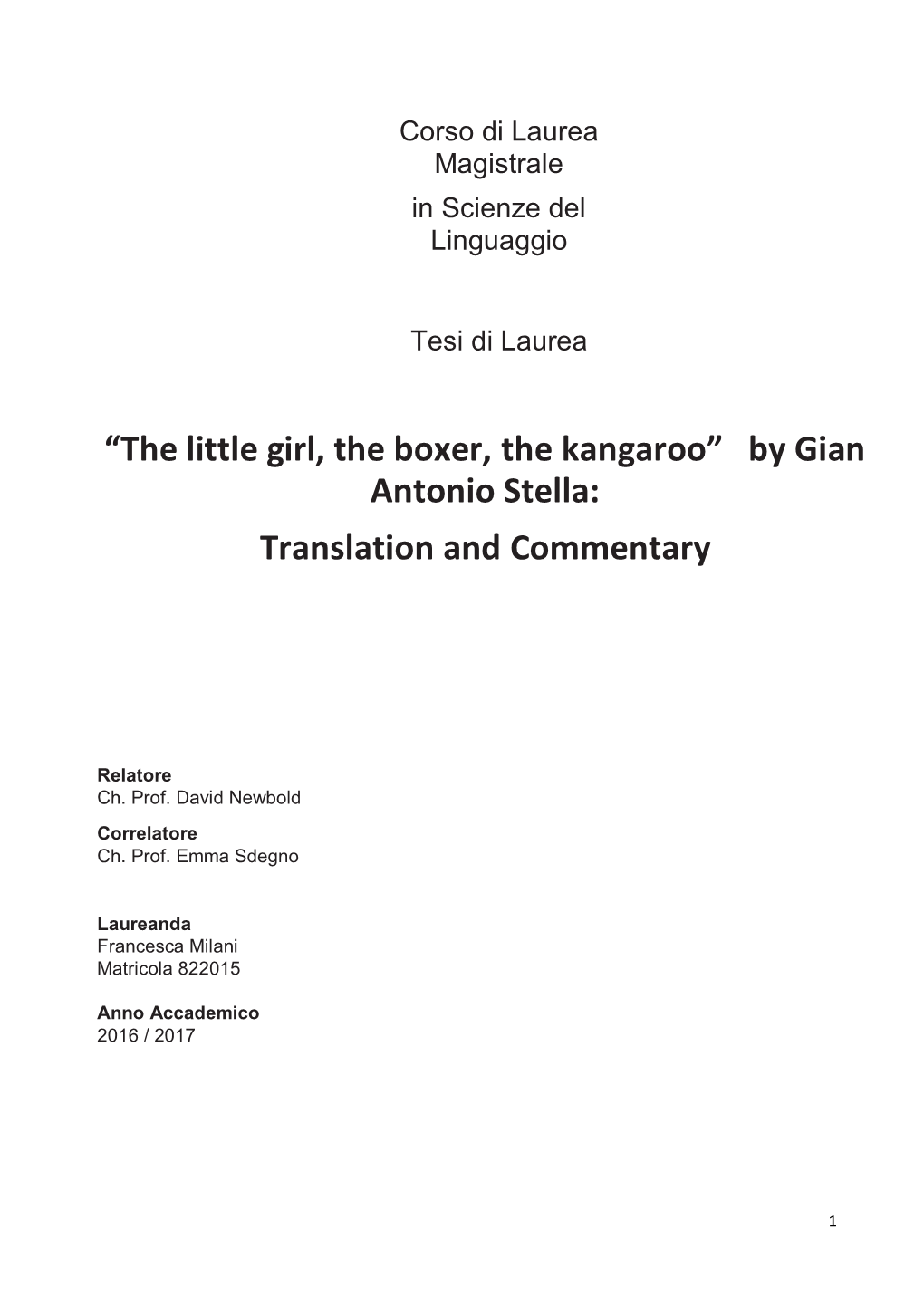 The Little Girl, the Boxer, the Kangaroo” by Gian Antonio Stella