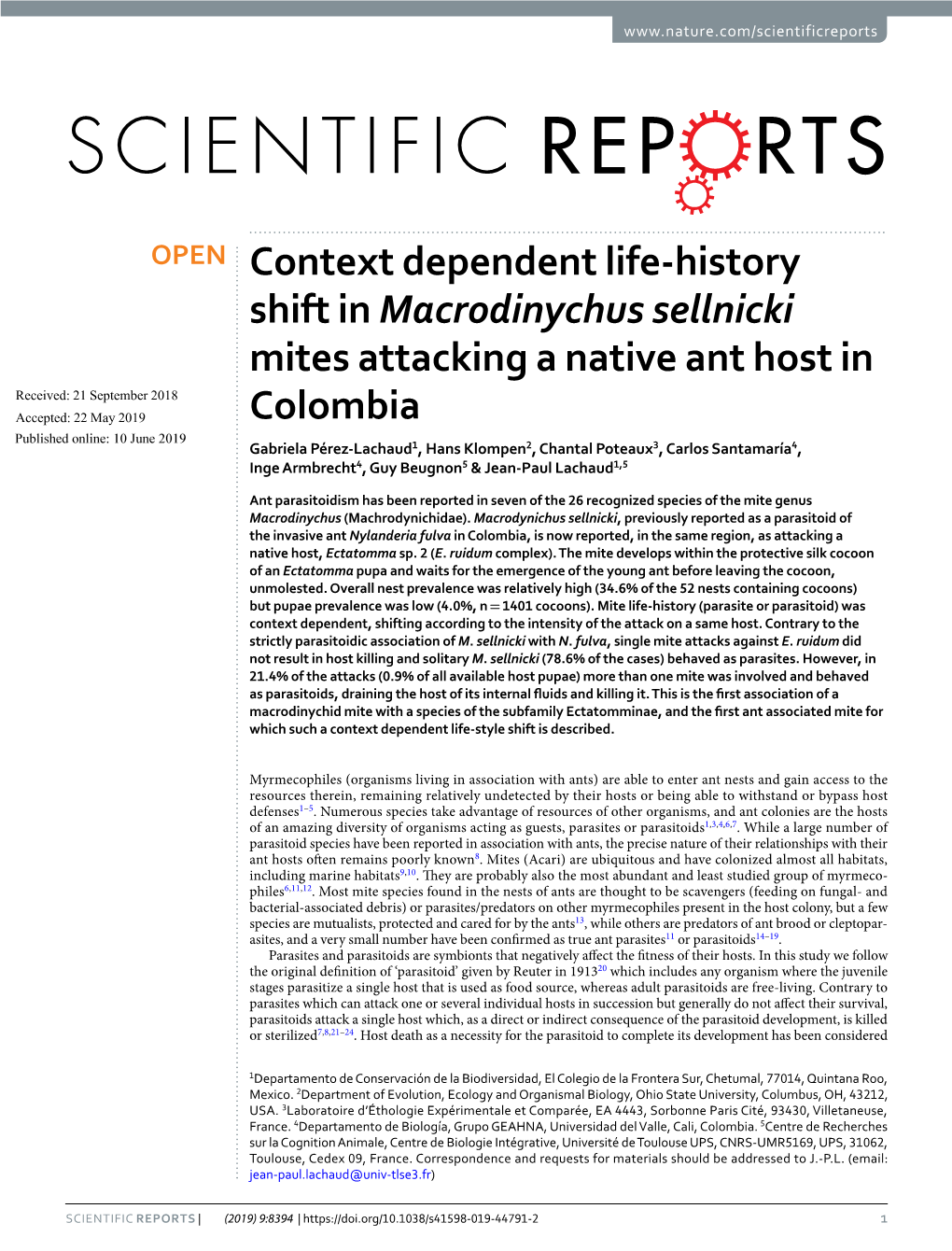 Context Dependent Life-History Shift In