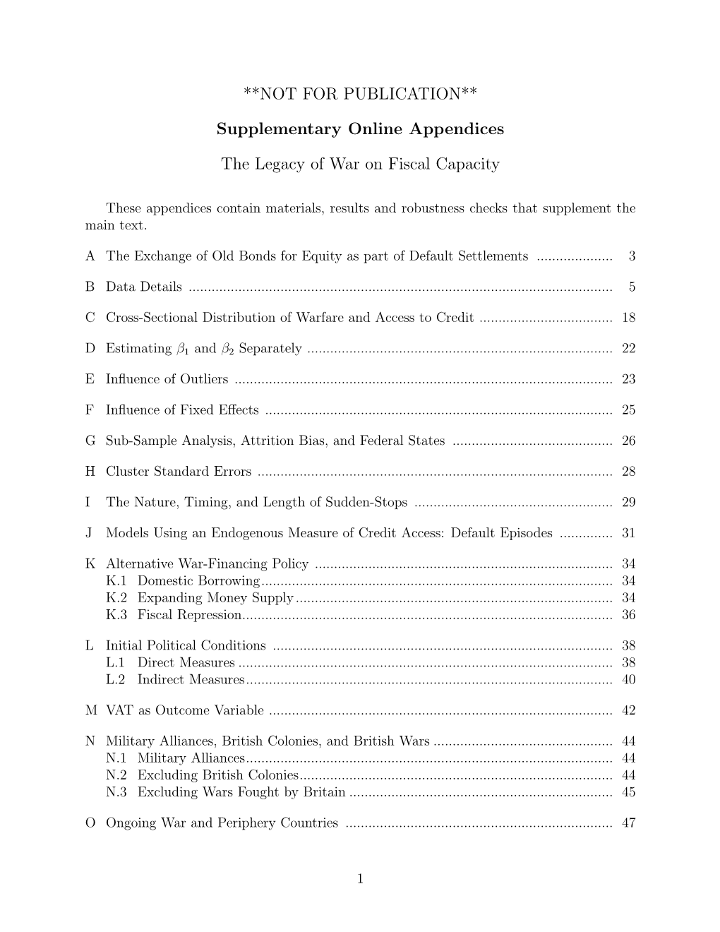 **NOT for PUBLICATION** Supplementary Online Appendices