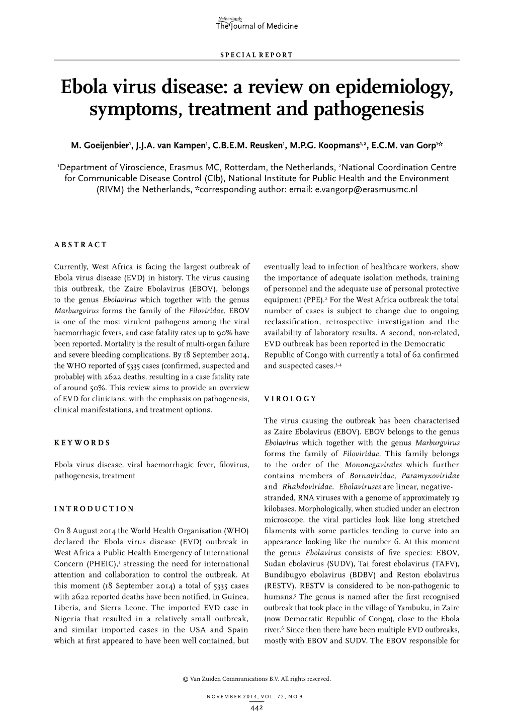Ebola Virus Disease: a Review on Epidemiology, Symptoms, Treatment and Pathogenesis