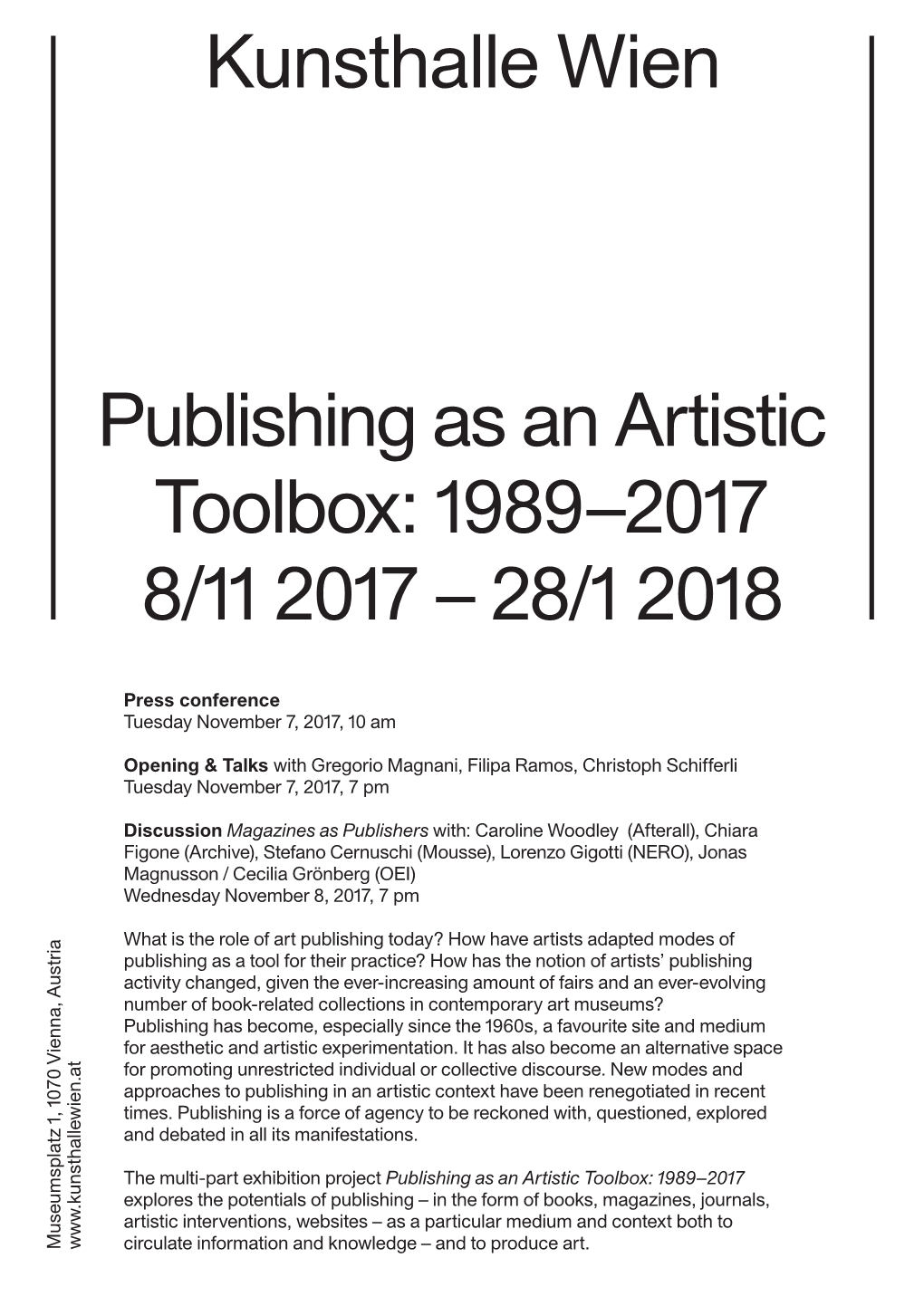 Kunsthalle Wien Publishing As an Artistic Toolbox