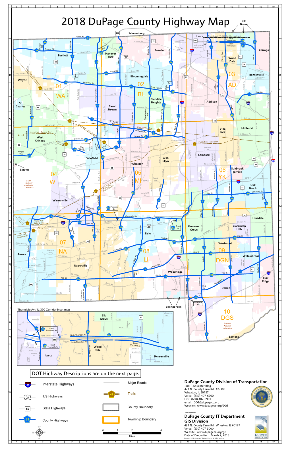 2018 Dupage County Highway Map Grove