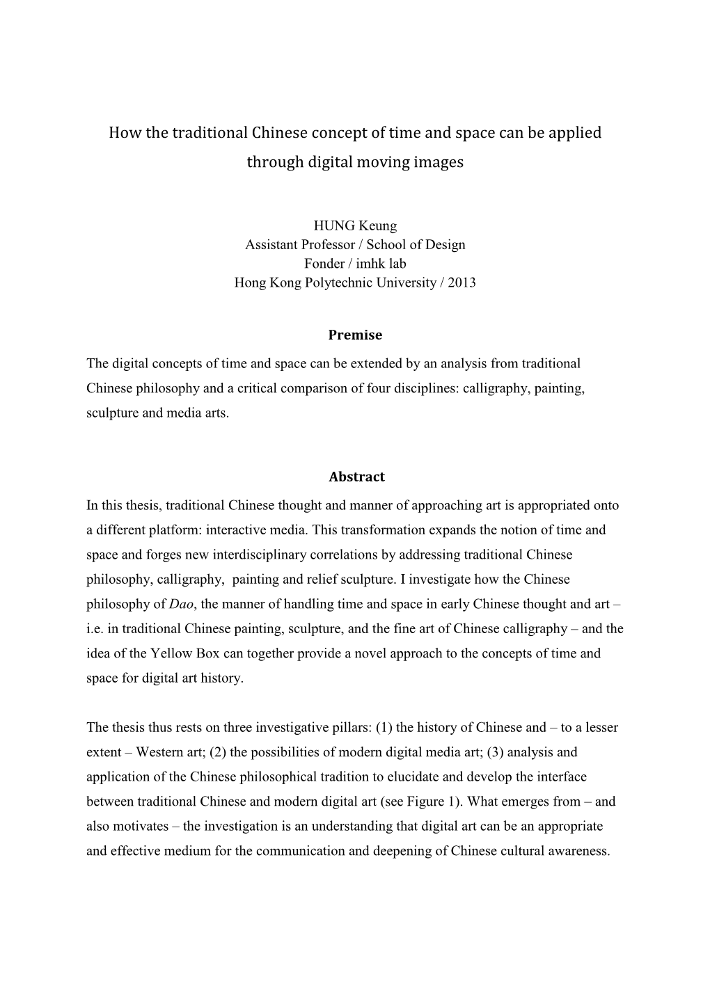 How the Traditional Chinese Concept of Time and Space Can Be Applied Through Digital Moving Images