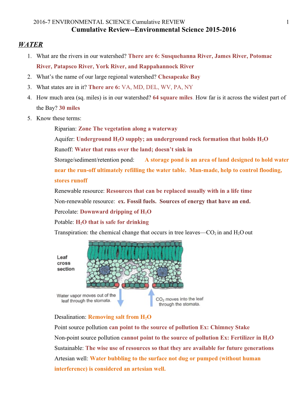 Mid-Term Review Environmental Science 2006