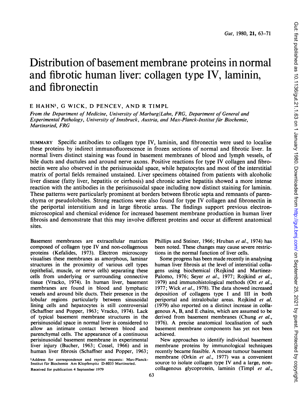 Distribution Ofbasement Membrane Proteins in Normal and Fibronectin