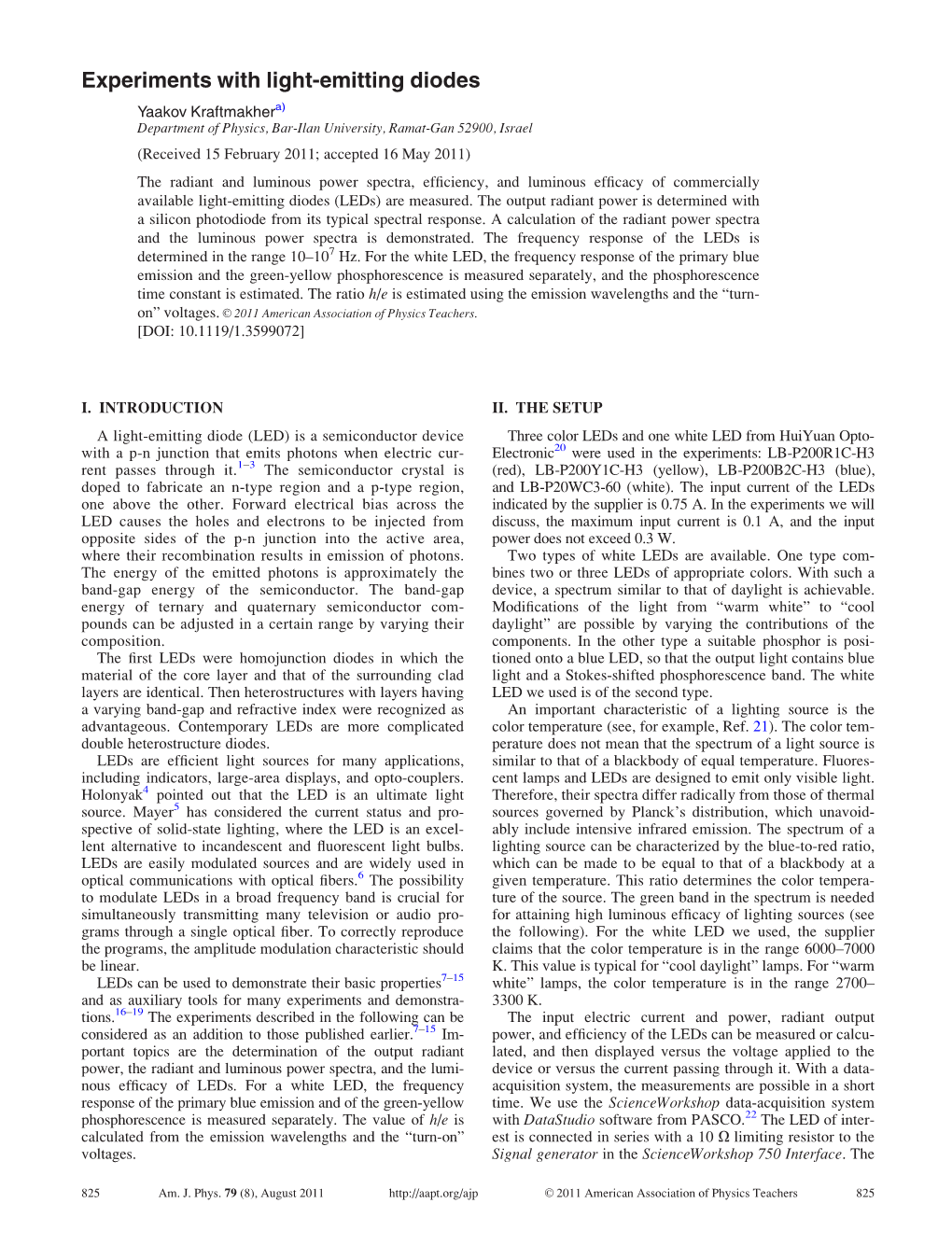 Experiments with Light-Emitting Diodes