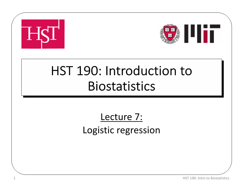 HST 190: Introduction to Biostatistics