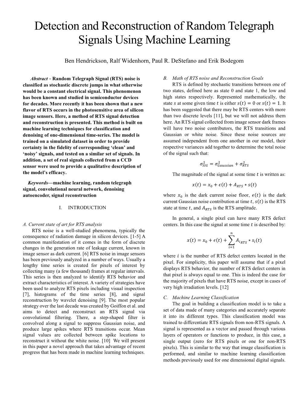 Detection and Reconstruction of Random Telegraph Signals Using Machine Learning