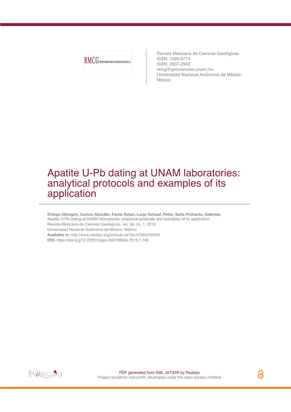 Apatite U-Pb Dating at UNAM Laboratories: Analytical Protocols and Examples of Its Application