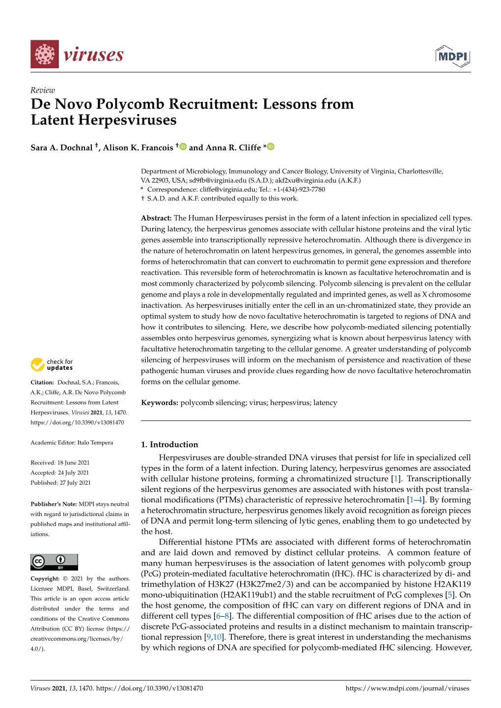 De Novo Polycomb Recruitment: Lessons from Latent Herpesviruses