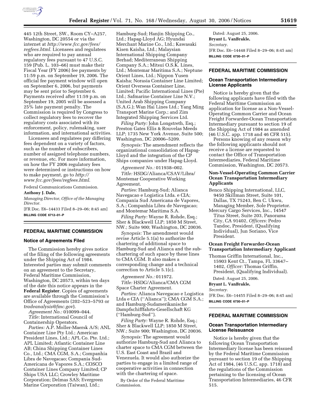 Federal Register/Vol. 71, No. 168/Wednesday, August 30, 2006