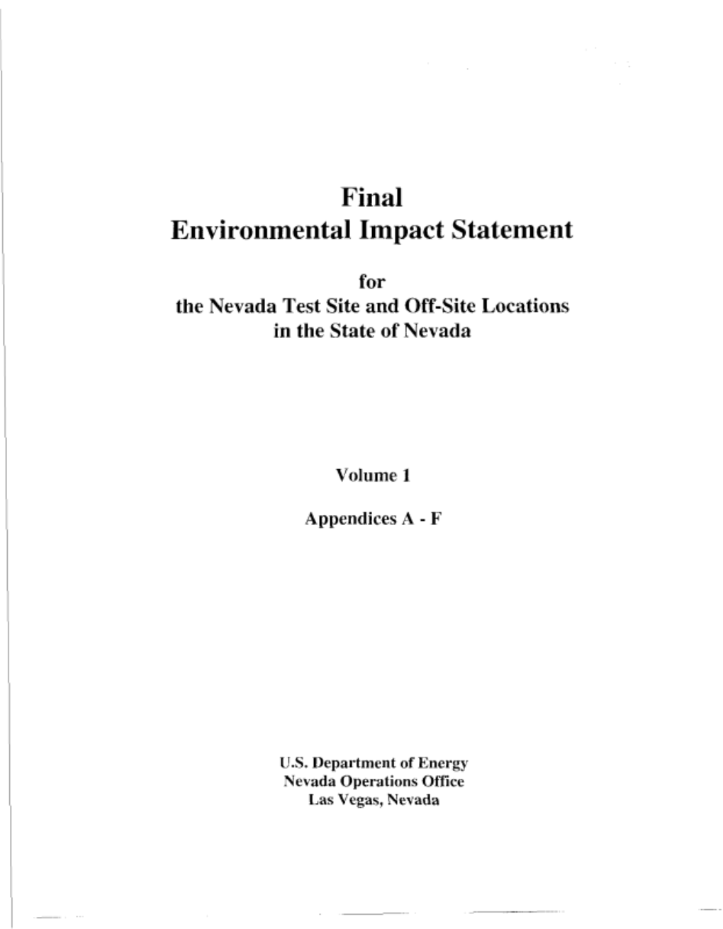 Final Environmental Impact Statement