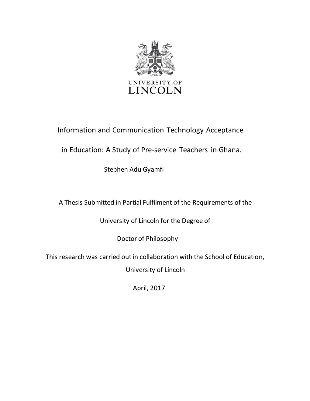 A Study of Pre-Service Teachers in Ghana