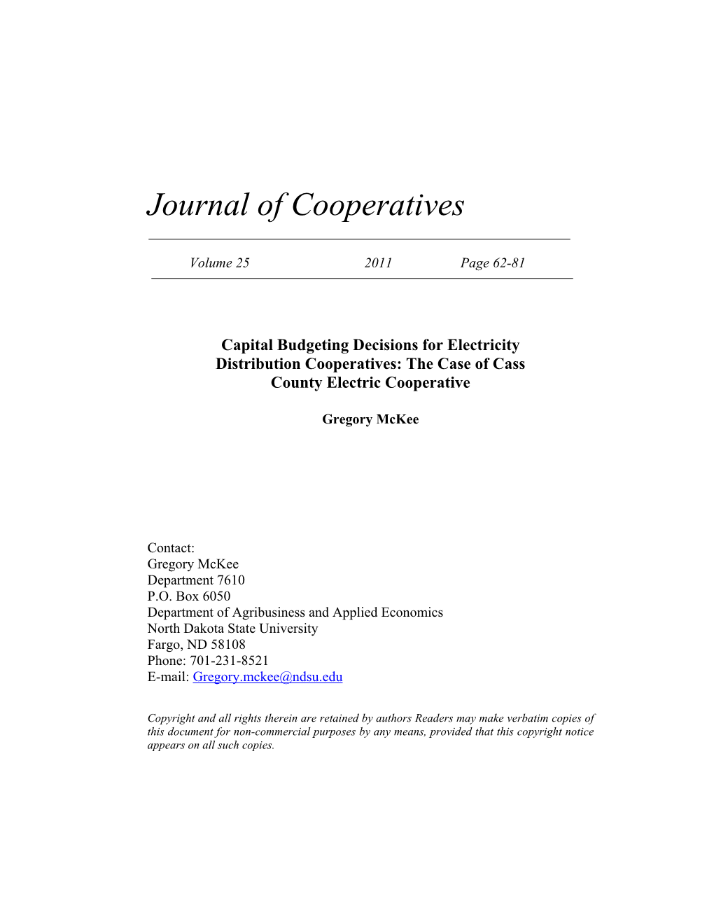 Journal of Cooperatives