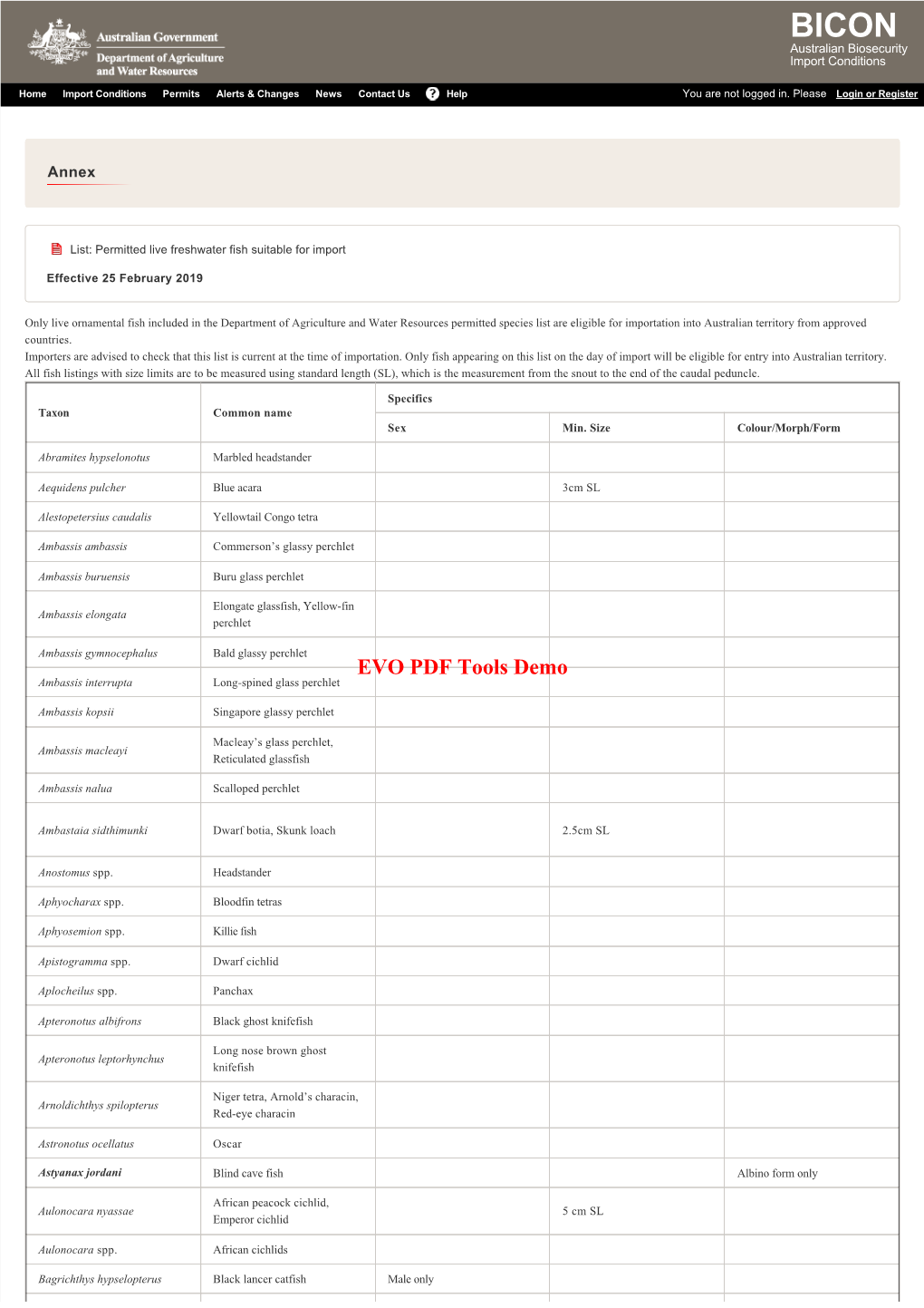 BICON Australian Biosecurity Import Conditions