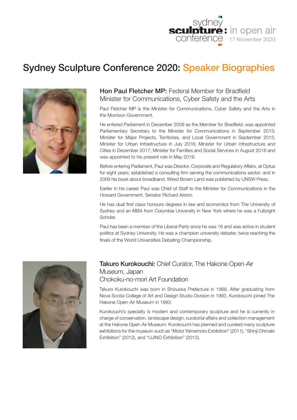 Sydney Sculpture Conference 2020: Speaker Biographies