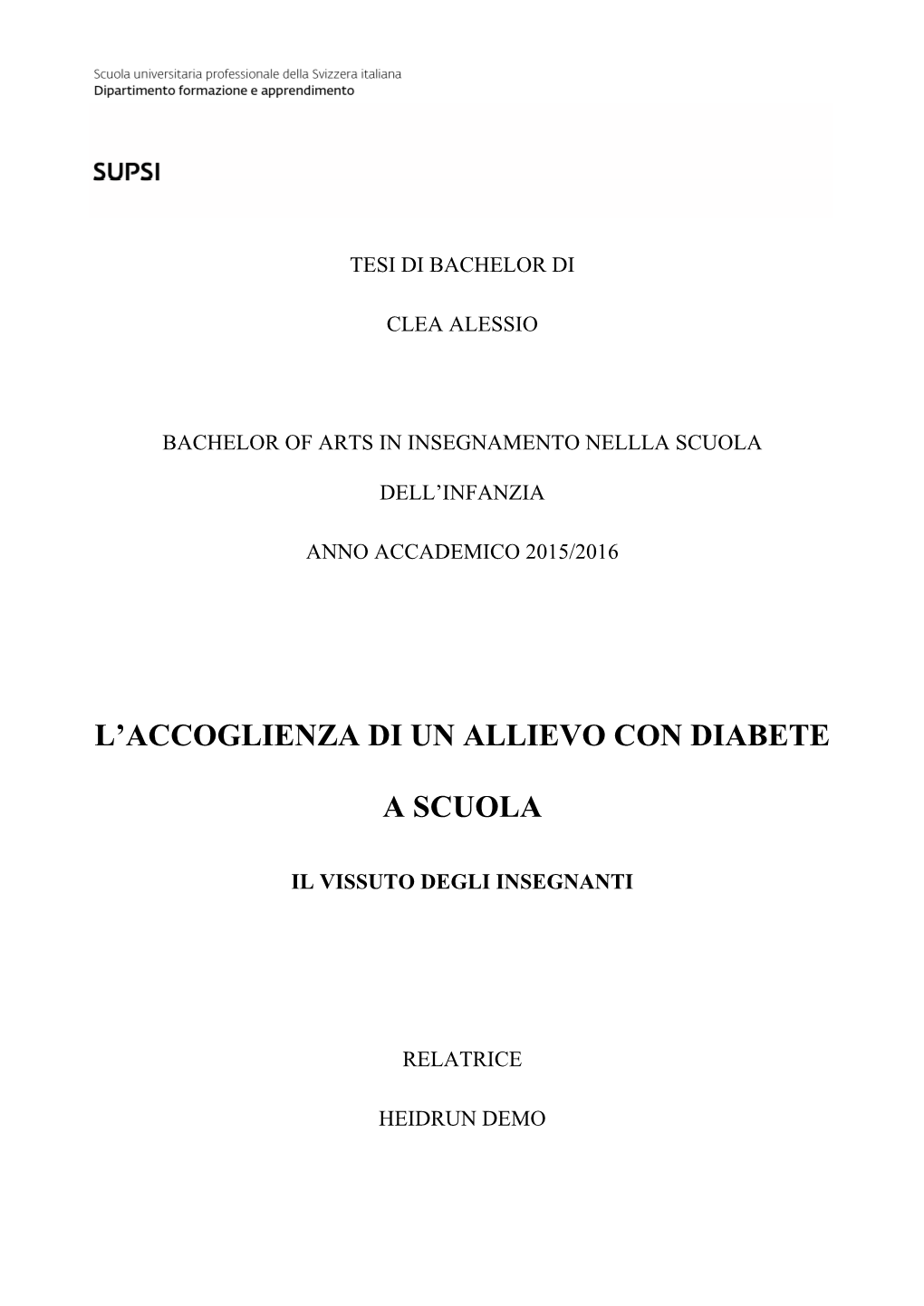 L'accoglienza Di Un Allievo Con Diabete a Scuola