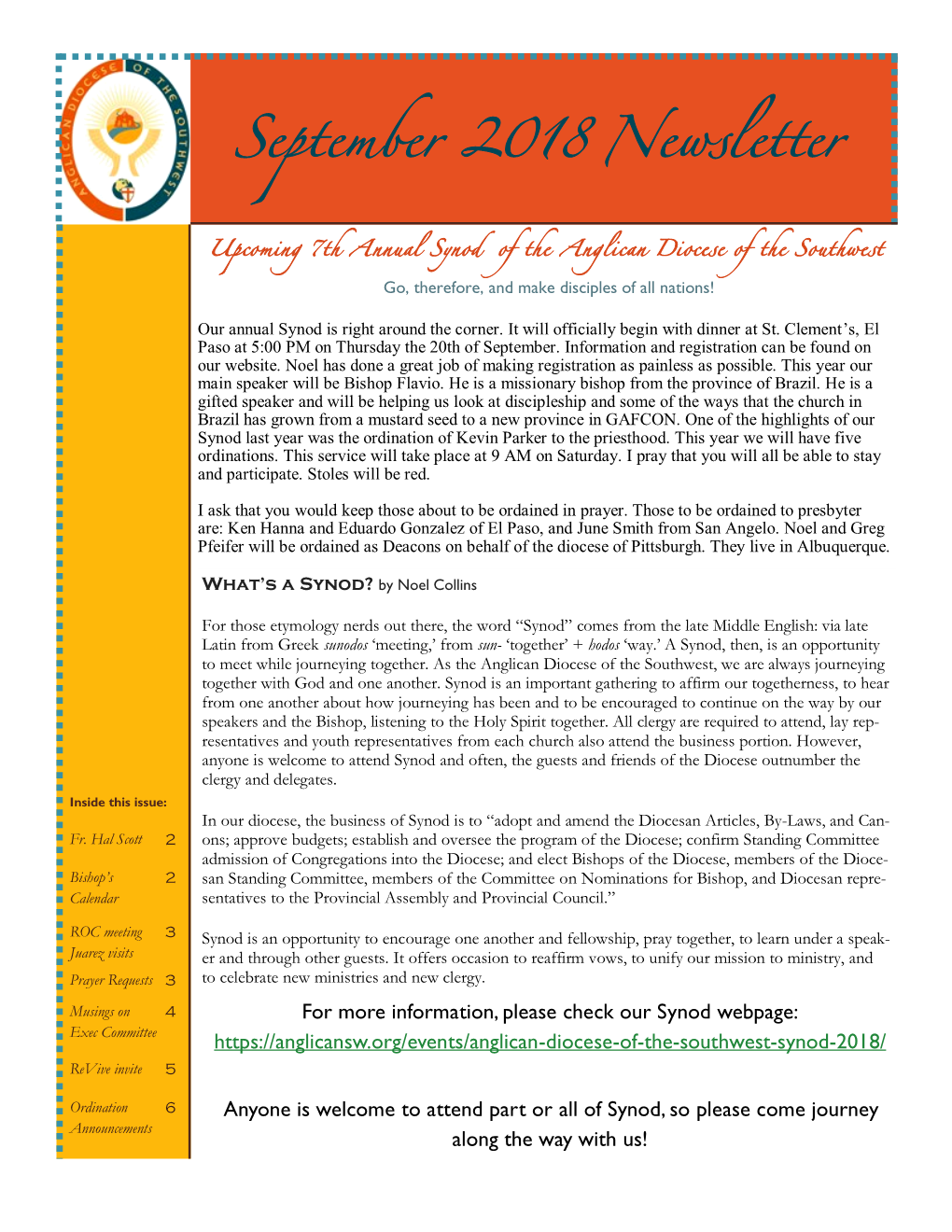 September 2018 Newsletter