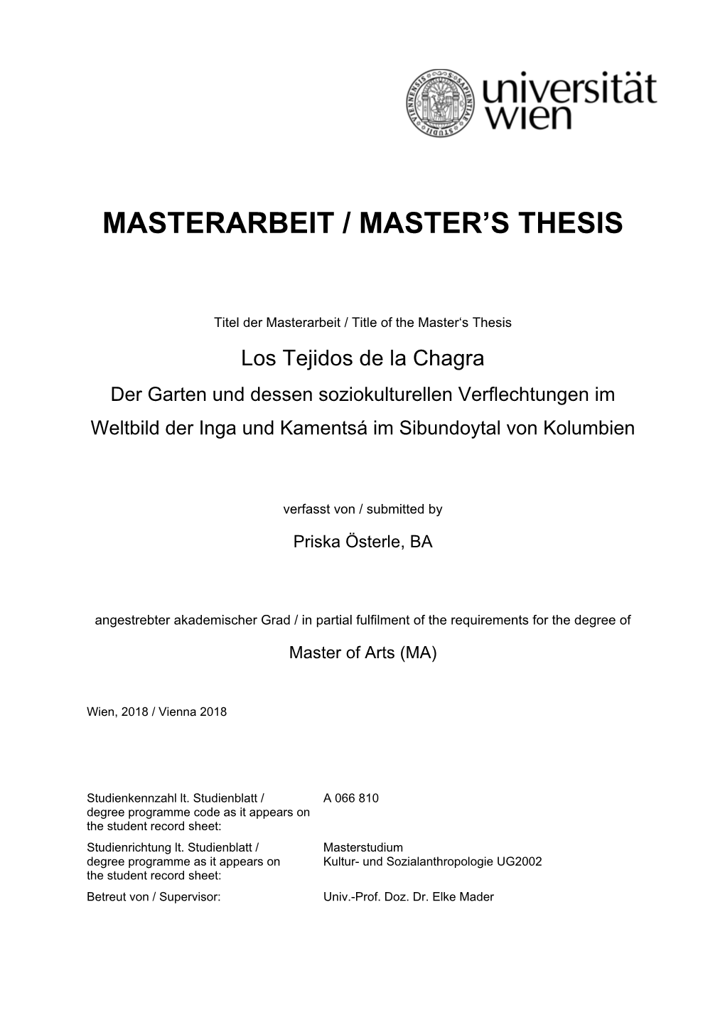 Masterarbeit / Master's Thesis