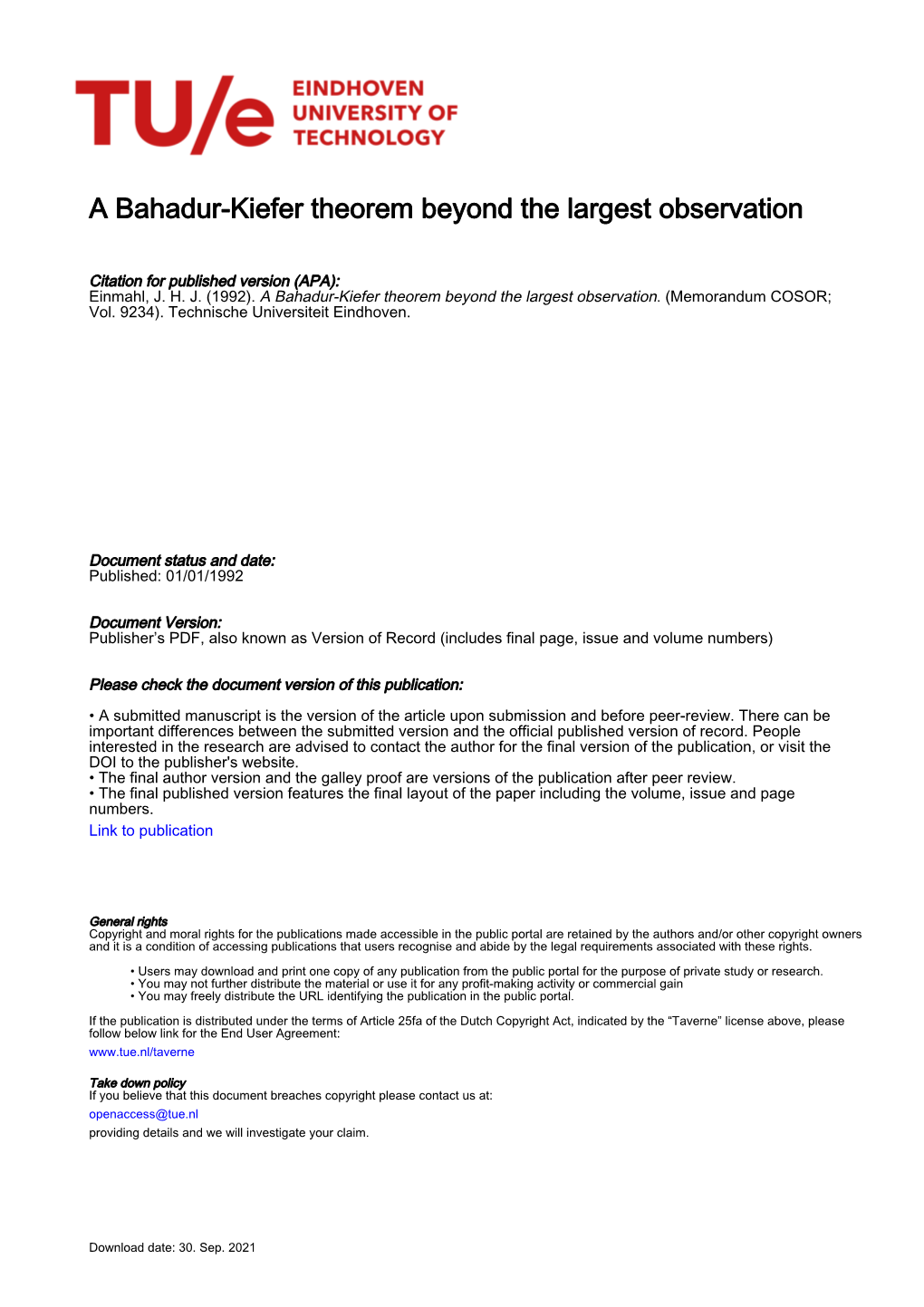 A Bahadur-Kiefer Theorem Beyond the Largest Observation